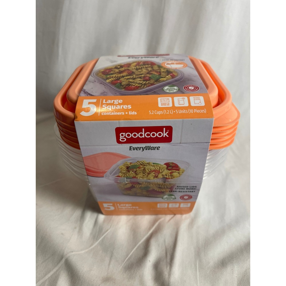 GoodCook EveryWare Large Square Food‎ Storage Containers 5.2 Cup 10pc Set 96003